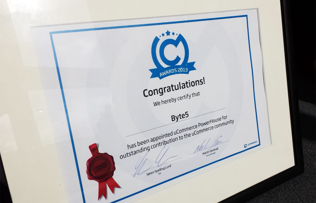 Urkunde: byte5 ist uCommerce-MVP