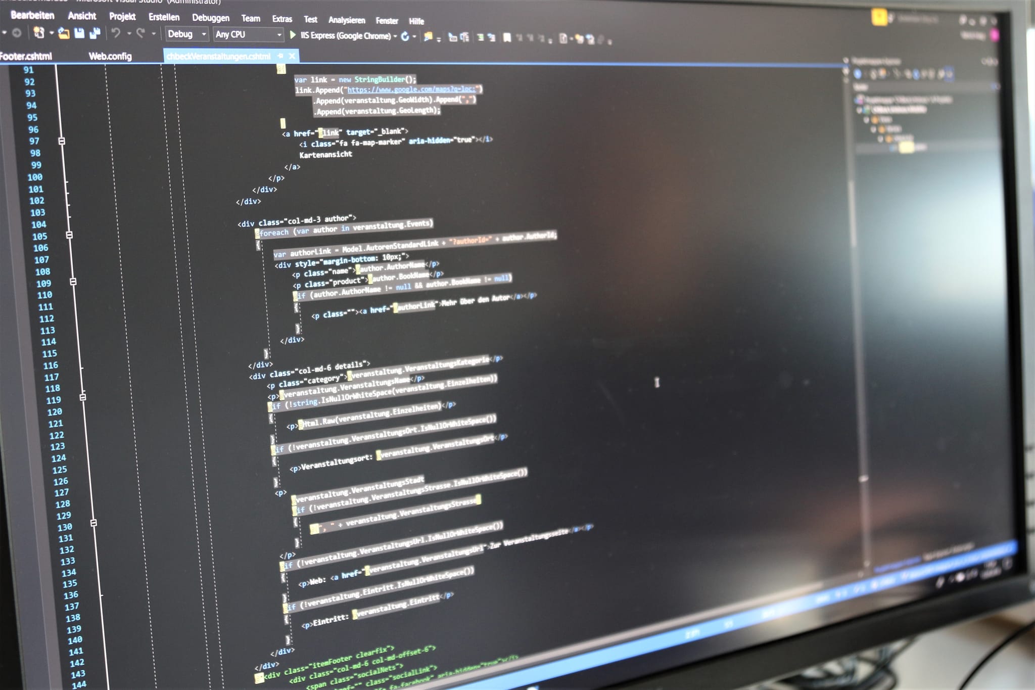 Code auf einem Bildschirm
