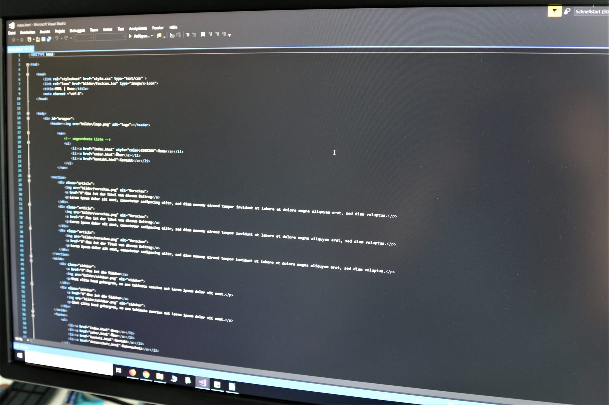 Code vom Bildschirm abfotografiert