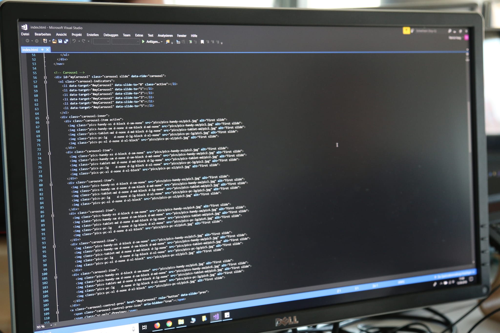 Code auf Bildschirm