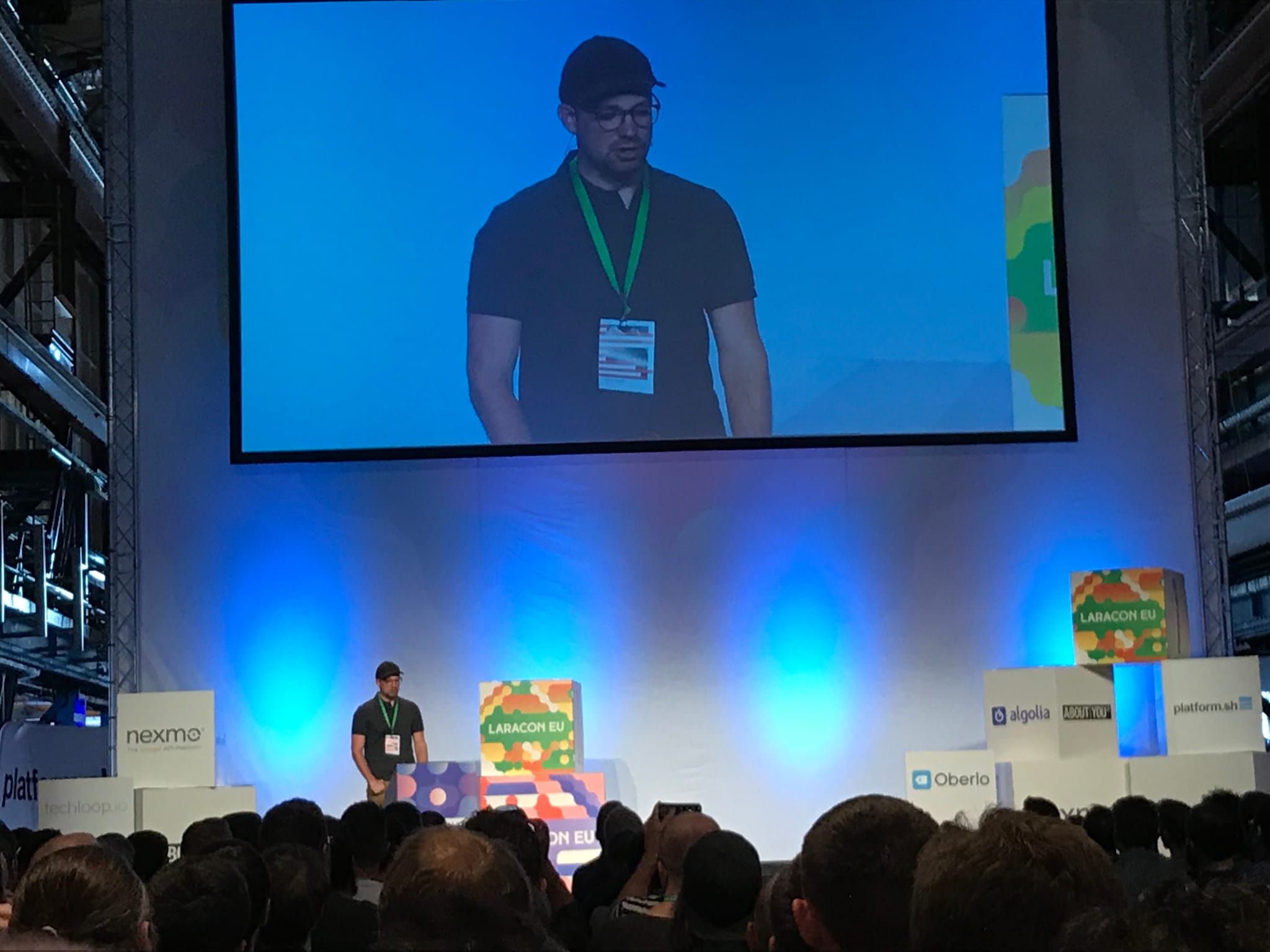 Taylor Otwell auf der Bühne bei der Laracon EU 2018