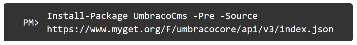 Screenshot: Visual Studio: Umbraco-Installation