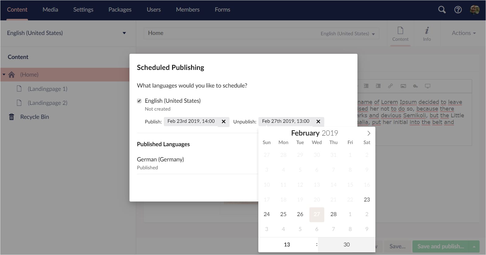 Screnshot: Umbraco-Backend