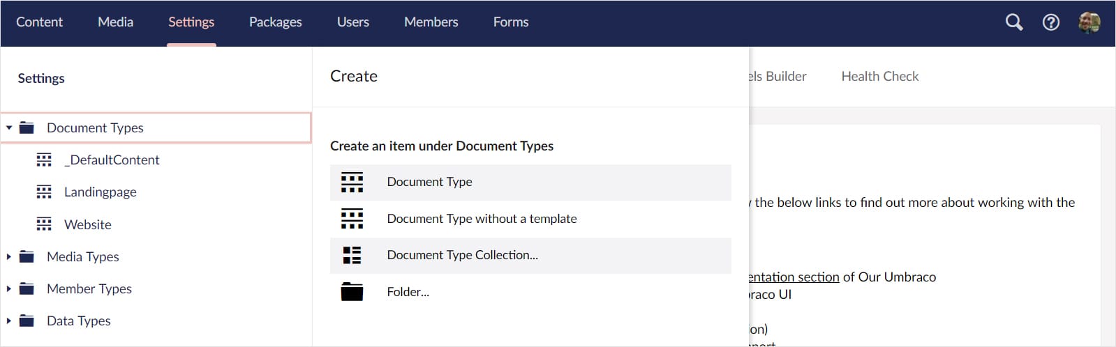 Screnshot: Umbraco-Backend