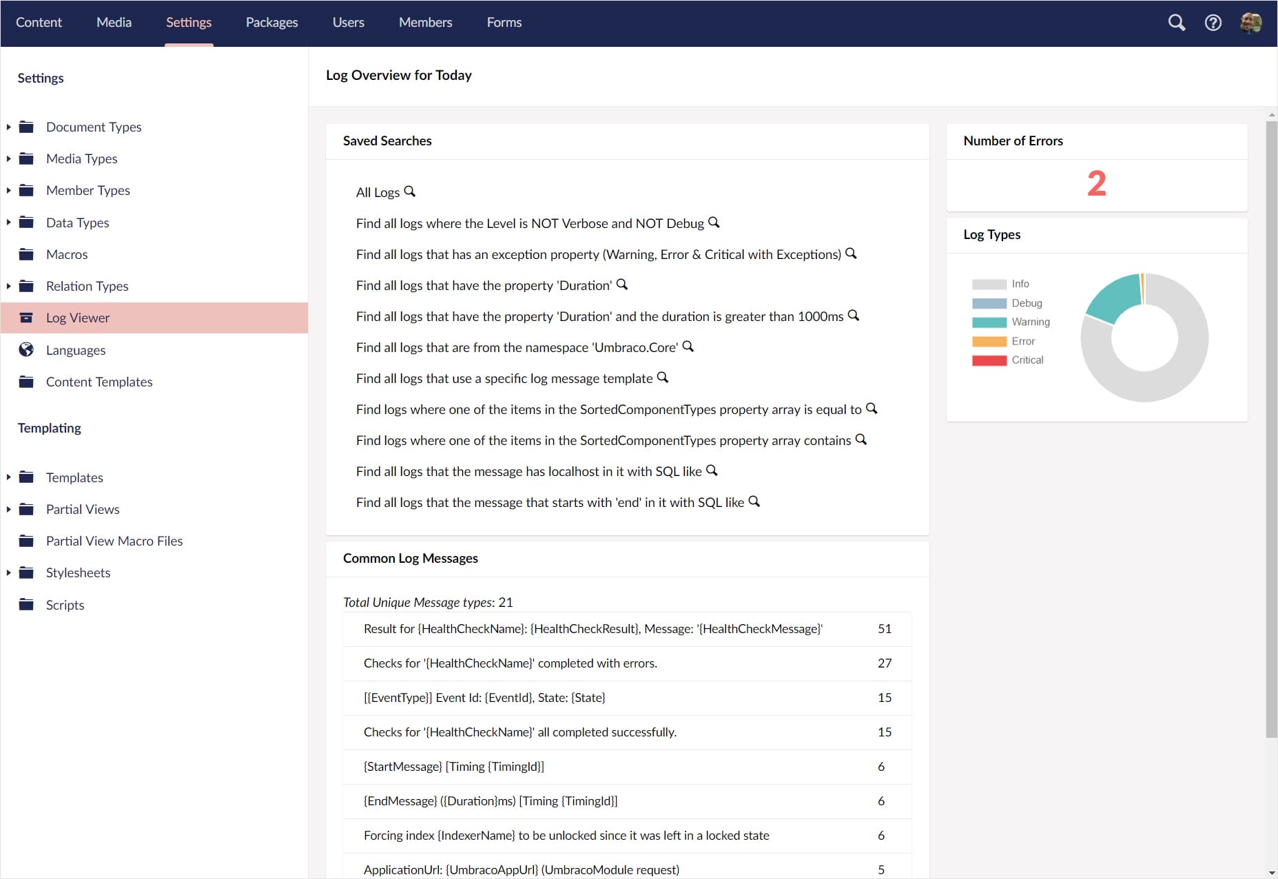 Screenshot: Umbraco 8-Backend
