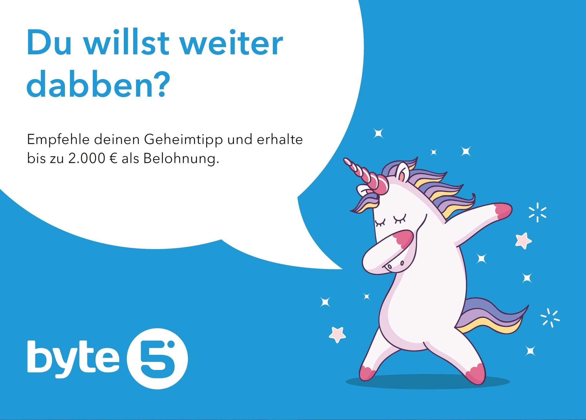 Postkarte mit Einhorn: Talent-Bonus von byte5