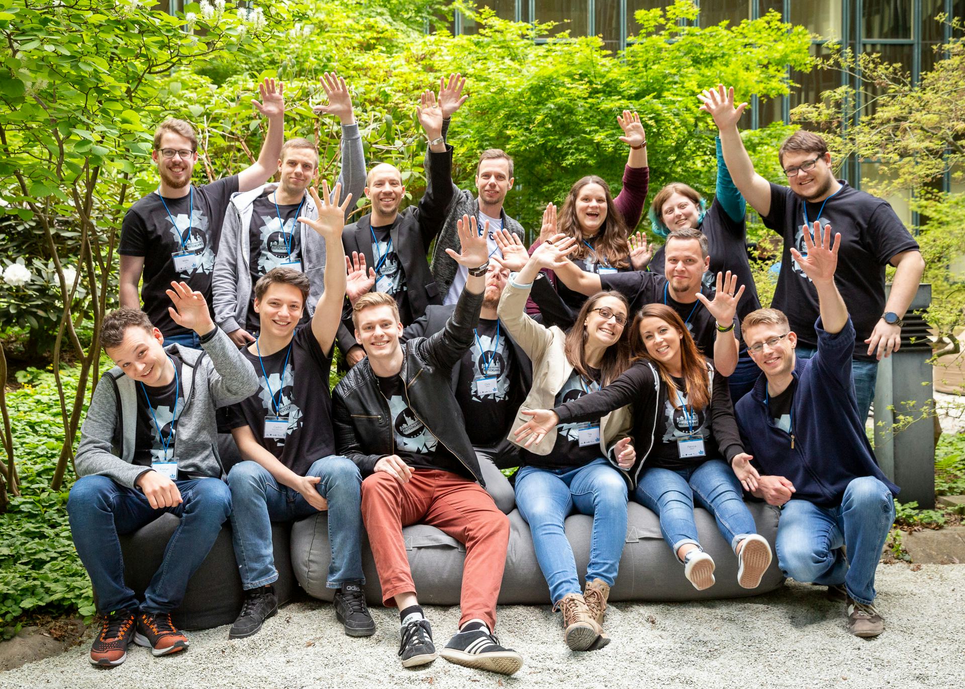 Ein Gruppenbild vom fröhlichen Team von byte5 auf dem Umbraco-Festival Deutschland 2018